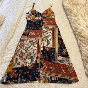 Blu Pepper Patchwork Floral Maxi A-Line Dress